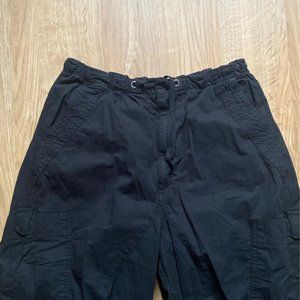 Black Jaded London Parachute Cargo Pants with Tie Waist